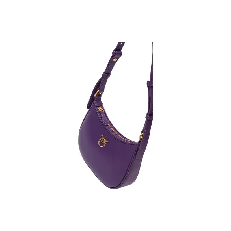 PINKO Half Moon Series Leather Crossbody Bag Shoulder Bag Women's Purple-4