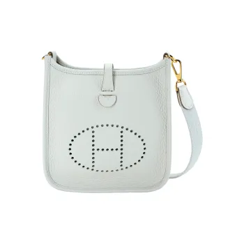 HERMES Evelyne Clemence Cow Leather Evelyn Shoulder Bag, Crossbody Bag Mini Women's Pearl White