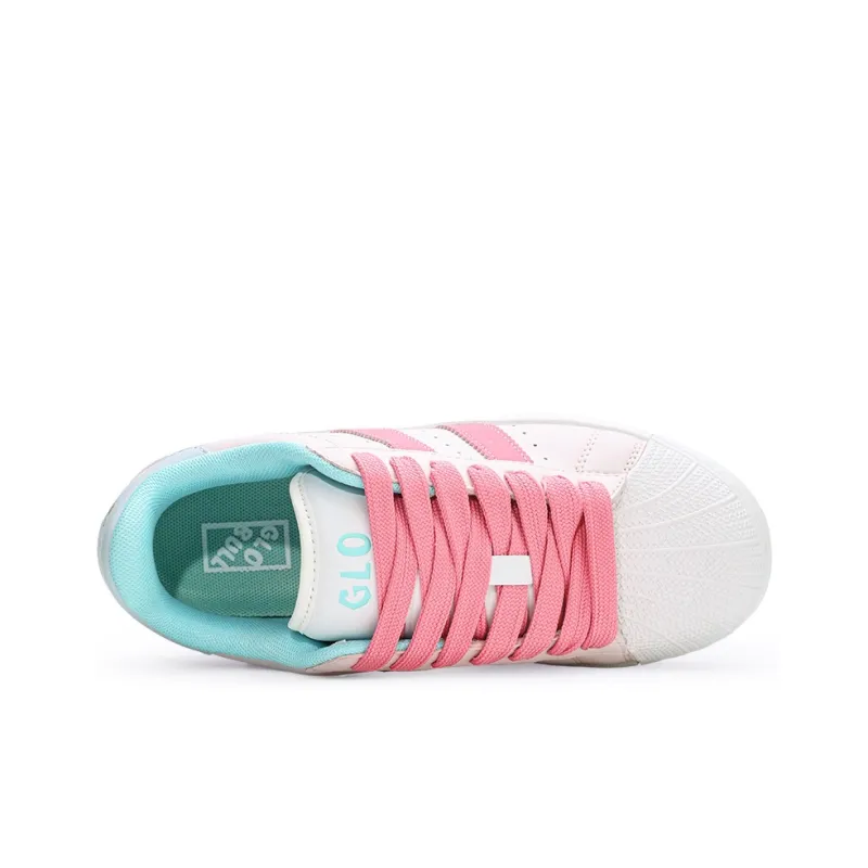 GLO BULL Anti-Slip And Wear-Resistant Height Increasing Low-Top Skateboard Shoes Women's Baby Powder Pink-3