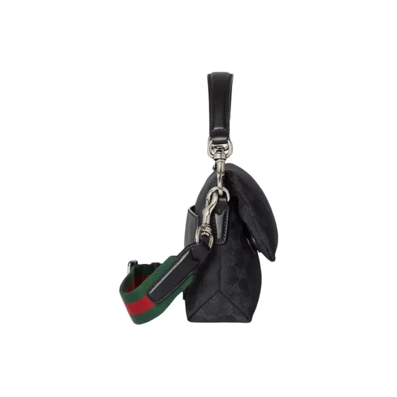 GUCCI Canvas Shoulder Bag Crossbody Bag Handbag Small Size Unisex Black-2
