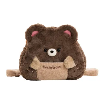 Holding Bamboo Polyester Backpack Medium Size Women's Brown