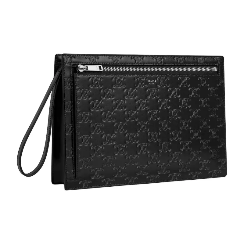 CELINE Calfskin Clutch Men's Black-2