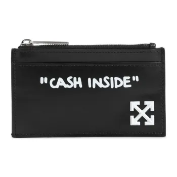 OFF WHITE Leather Card Holder Men's Black & White