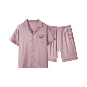 Qin Jing Pajama Set Men's Pink Purple