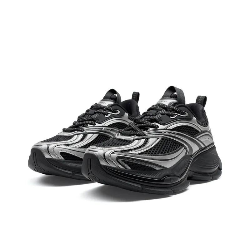 XTEP Basque 2 Anti Slip And Wear Resistant Height Increasing Low Top Casual Shoes Men's Black Silver-2