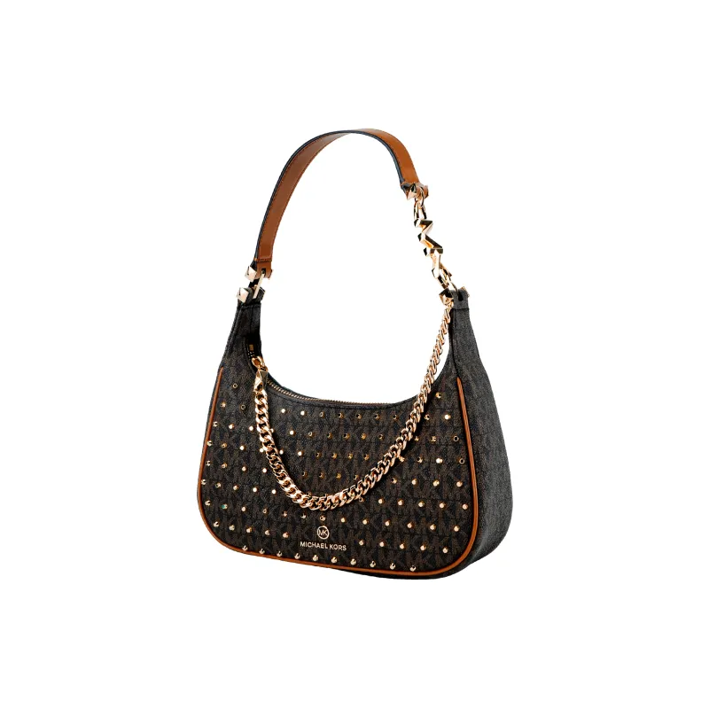 MICHAEL KORS Piper Coated Canvas With Patchwork Shoulder Bag Small Size Women's Brown-1
