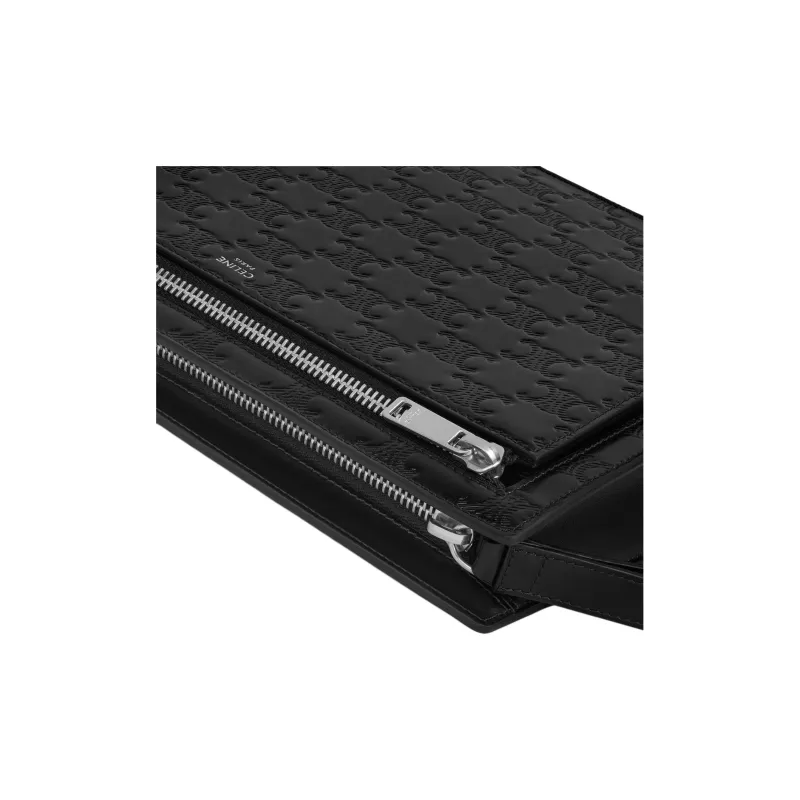 CELINE Calfskin Clutch Men's Black-3