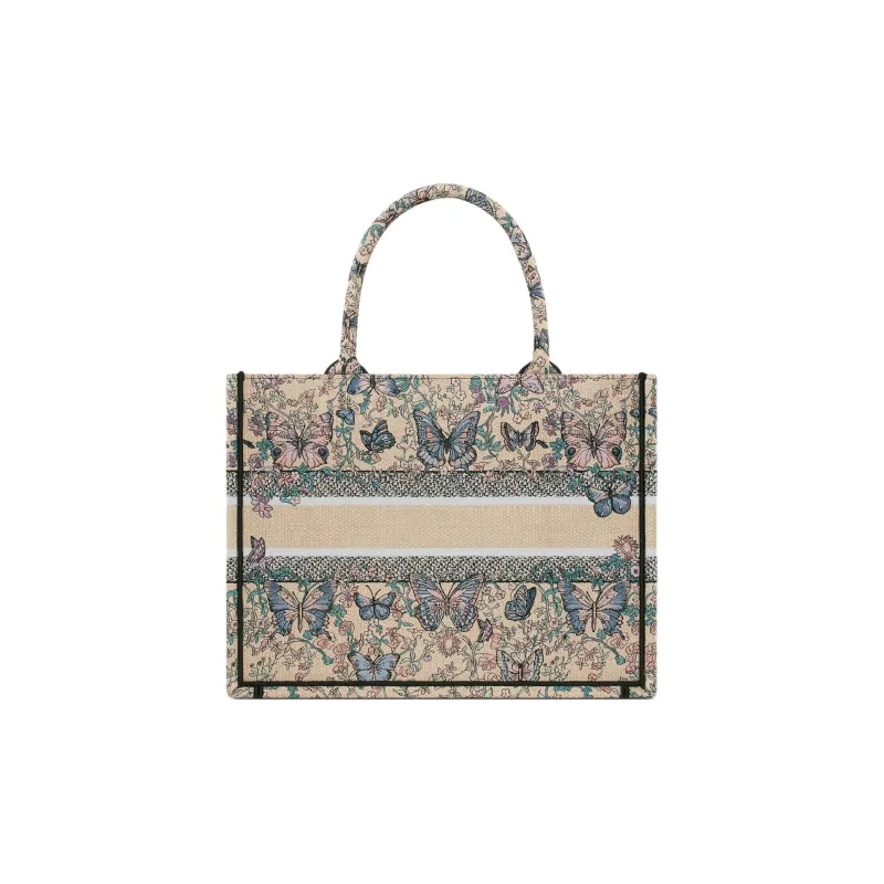 DIOR BookTote Cotton Tote Bag, Shopping Bag, Handbag Medium Size Women's Raffia Grass Blue-2