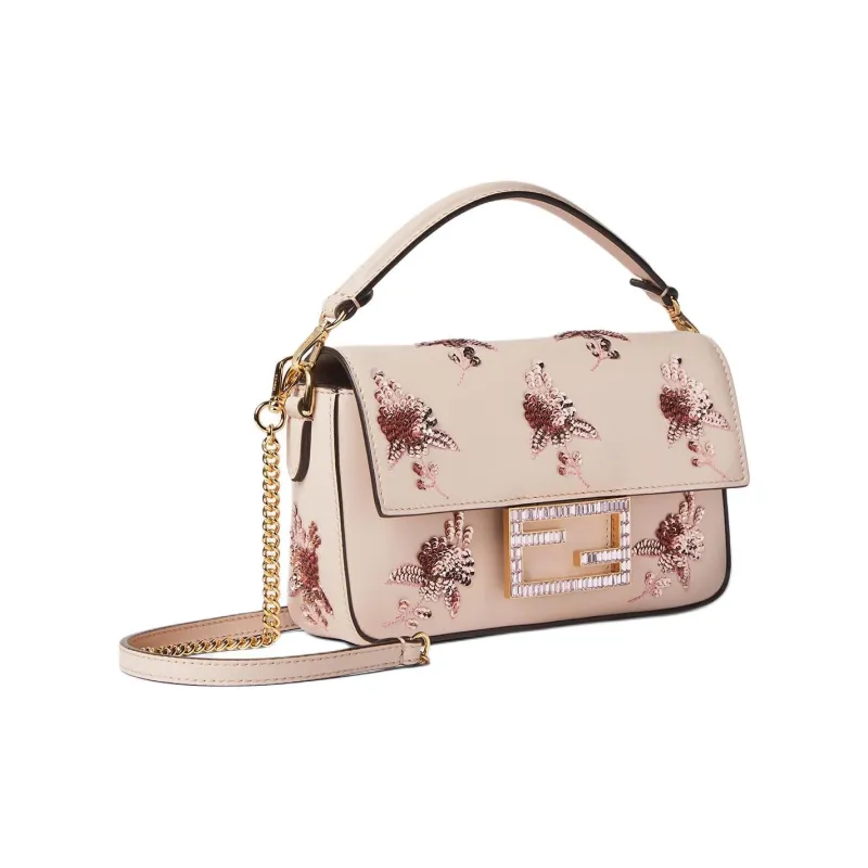 FENDI Baguette Calfskin One Shoulder Handbag Mini Women's Pink-1