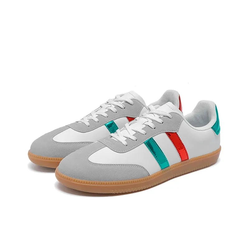 Team Bees Coverage Anti-Slip And Wear-Resistant Low-Top Skateboard Shoes Unisex White Green Red-2