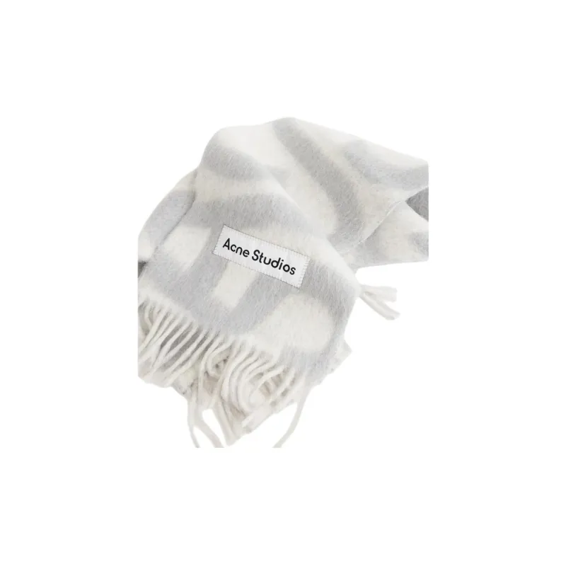 Acne Studios Alpaca Knit Scarves Men's Lime Gray-4