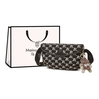 Marino Orlandi Fabric, Synthetic Leather Shoulder Bag, Crossbody Bag Women's Black