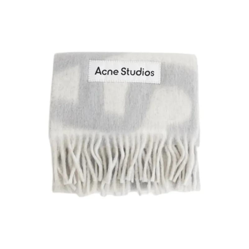 Acne Studios Alpaca Knit Scarves Men's Lime Gray-2