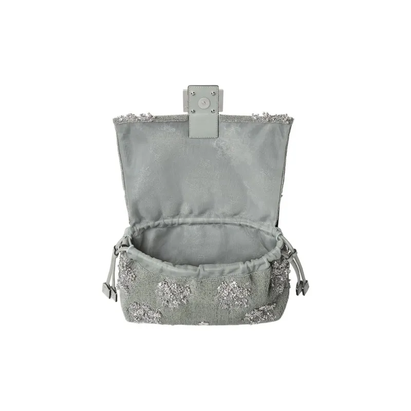 FENDI Baguette Polyester Handbag, Shoulder Bag Medium Size Women's Green-3