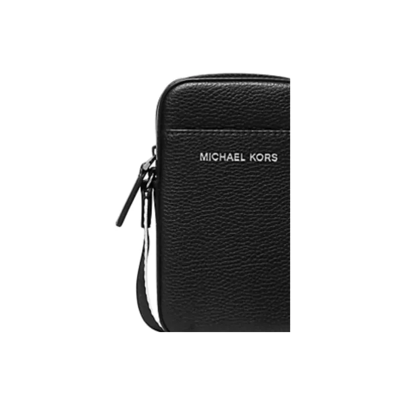 MICHAEL KORS MK Cooper Litchi Grain Leather One Shoulder Crossbody Cell Phone Pouch Men's Black-3