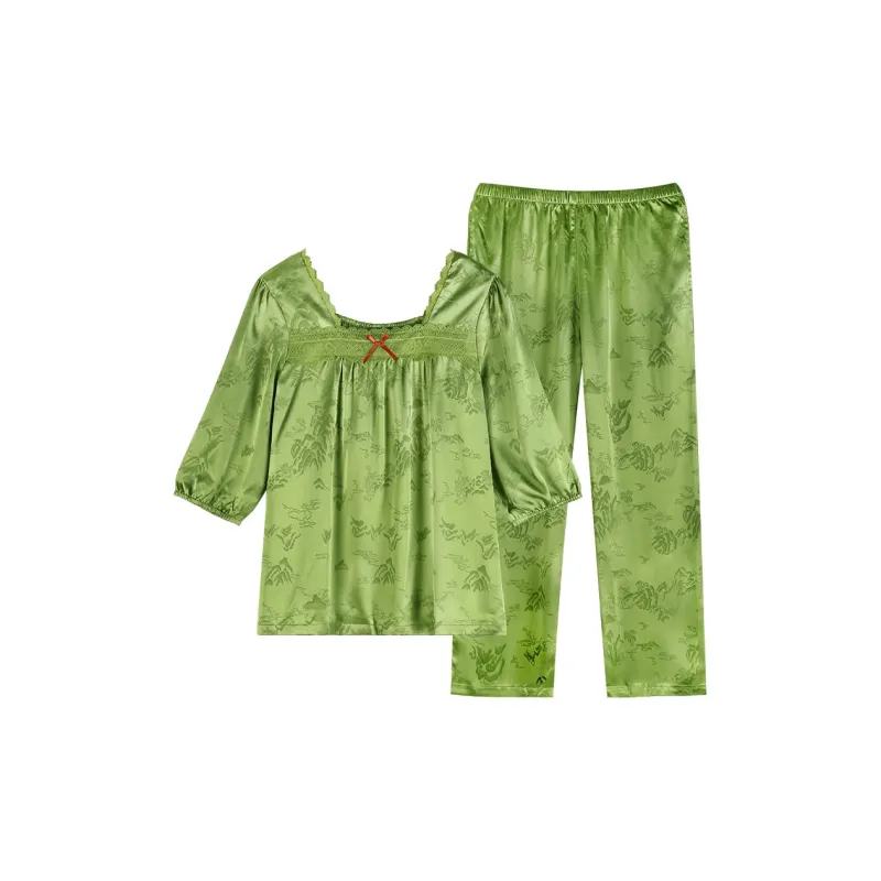 Xuan Liang Pajama Set Women's Pasture Grass Green-0