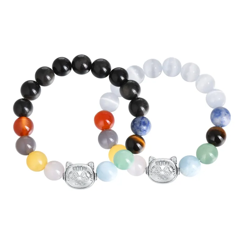 PEACE & CAT Glass Cat Eye Bracelets Unisex-7