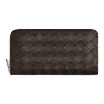 Bottega Veneta Intrecciato Calfskin Wallet Men's Dark Brown With Matcha