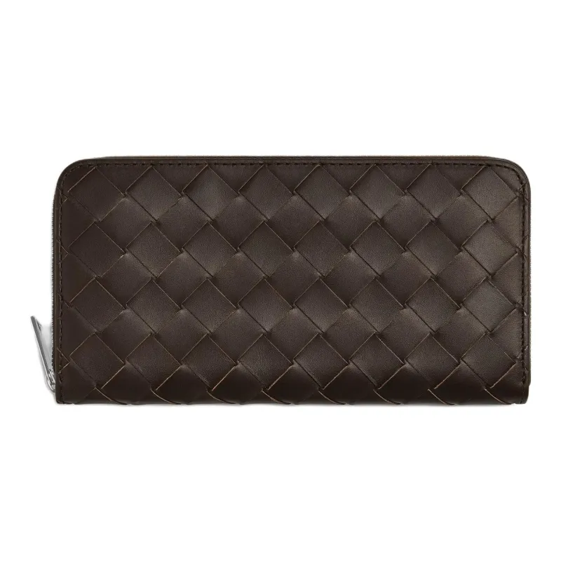 Bottega Veneta Intrecciato Calfskin Wallet Men's Dark Brown With Matcha-0