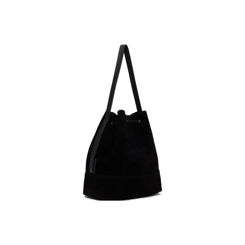 NOTHING WRITTEN Suede Bucket Bag Handbag Shoulder Bag Women's Black-3