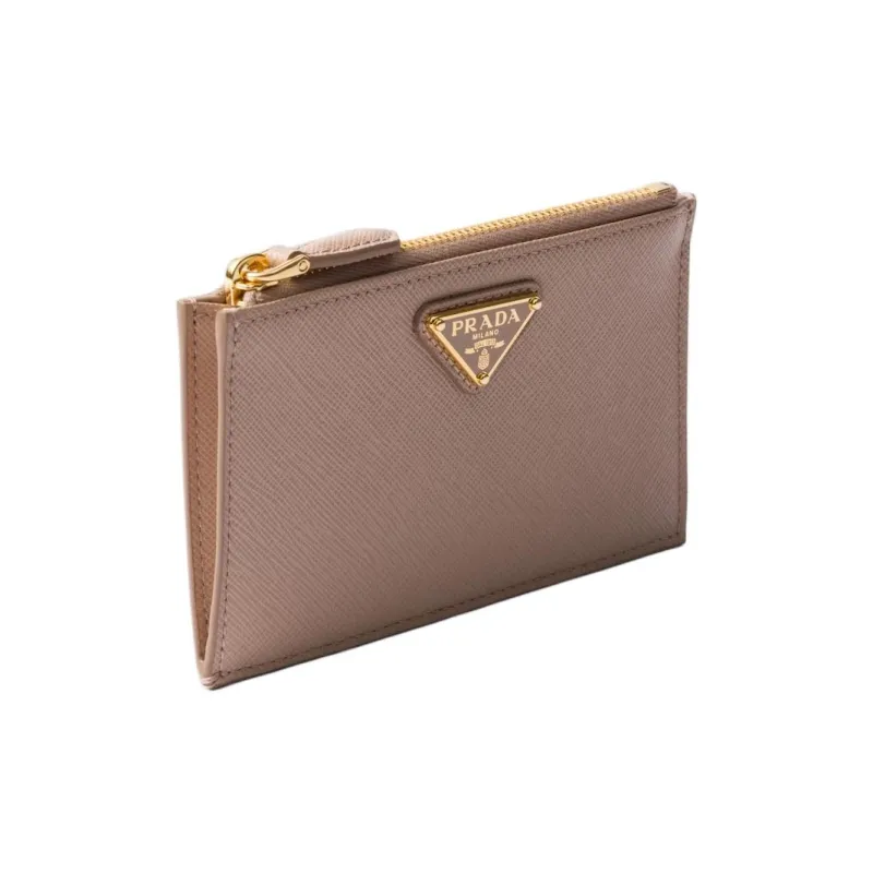 PRADA Cow Leather Card Holder Women's Nude Pink-1