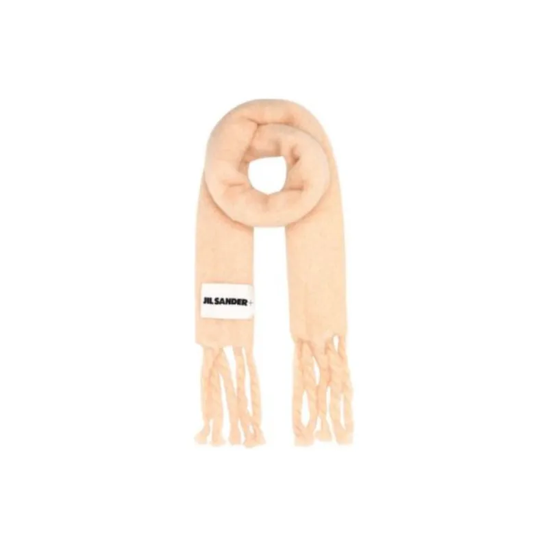 JIL SANDER + Logo Patch Fringed Scarf-4