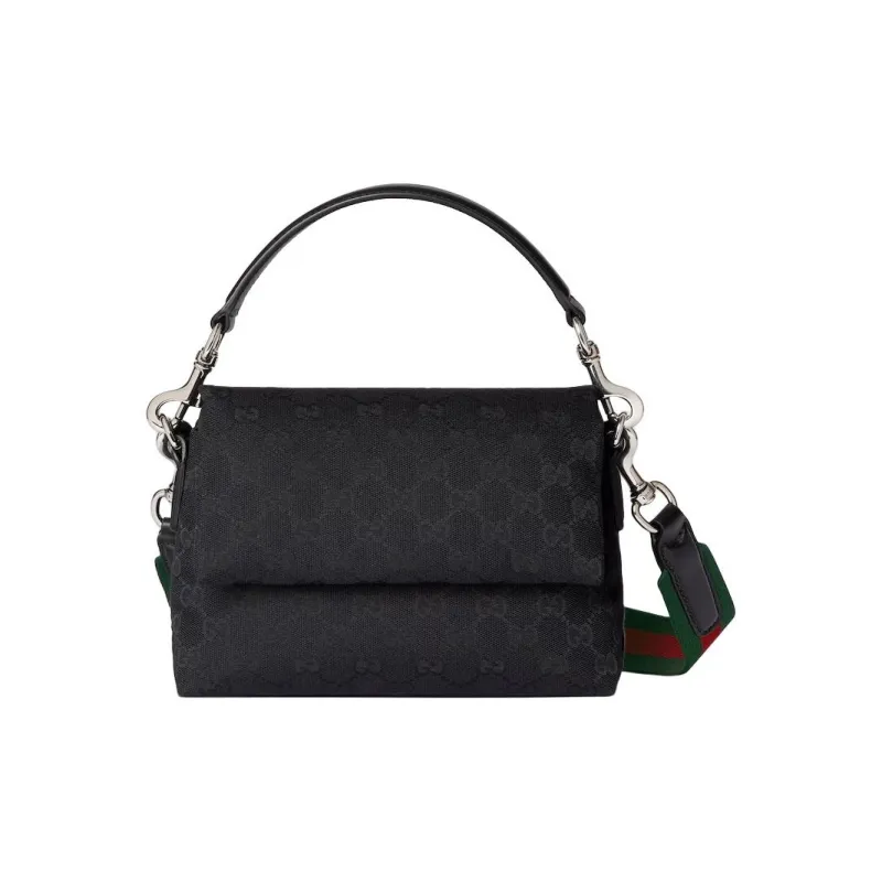 GUCCI Canvas Shoulder Bag Crossbody Bag Handbag Small Size Unisex Black-0