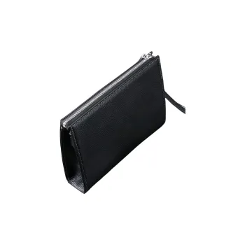 DOSRFINI Top Grain Cow Leather Clip on Clutch Men's Black