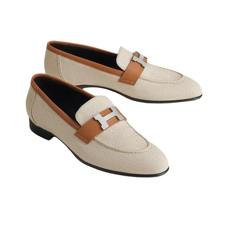 HERMES Paris Loafers Women's Beige-2