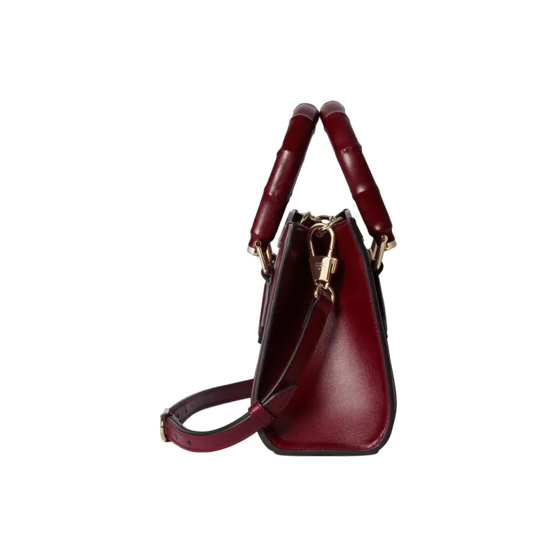 GUCCI Diana Soft Leather Tote Bag Shopping Bag Shoulder Bag Crossbody Bag Handbag Mini Women's Deep Red-2