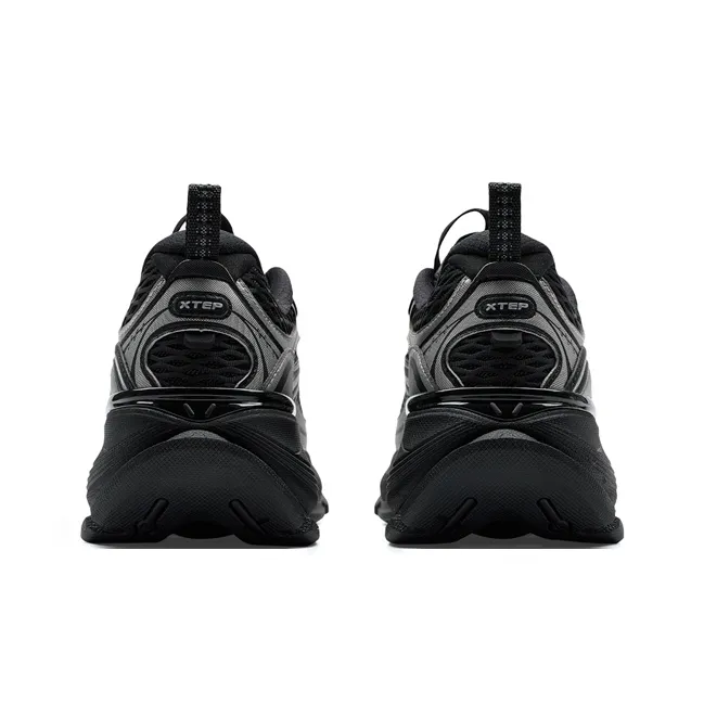 XTEP Basque 2 Abrasion Resistant Lightweight Height Increasing Low Top Casual Shoes Women's Black Space Silver-4