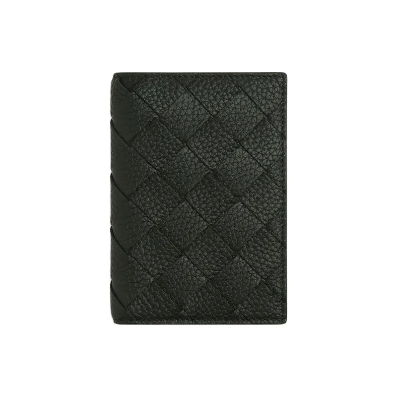 Bottega Veneta Calfskin Passport Holder Men's Dark Green-0