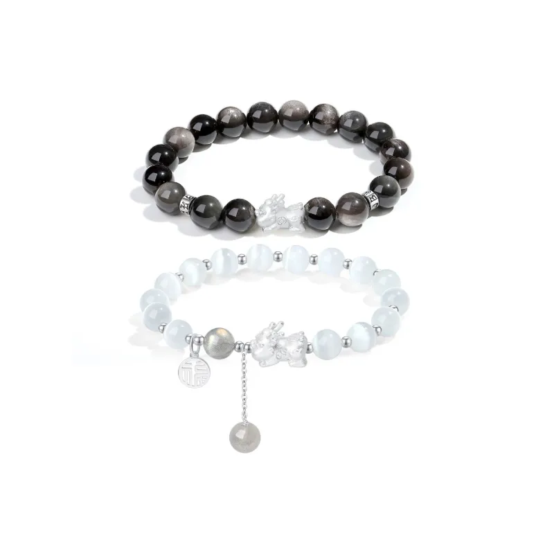 PUTUOSHANWENCHUANG Glass Cat Eye Bracelets Unisex-5