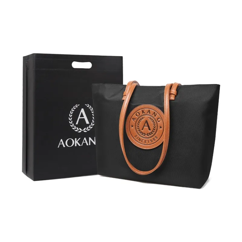 AOKANG Fabric With Synthetic Leather Tote Bag Shopping Bag Shoulder Bags Women's Multicolor-0