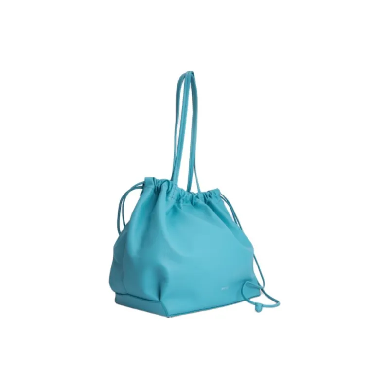 By Far Grain Cow Leather Tote Bag Shopping Bag Shoulder Bags Large Size Women's Turquoise-1