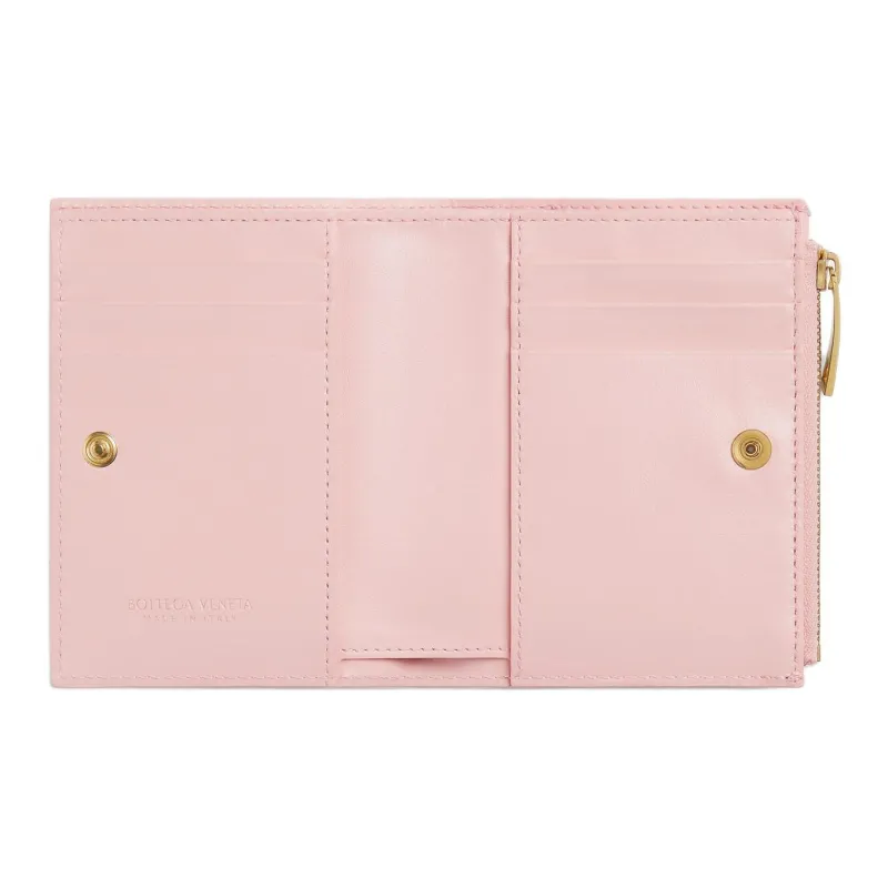 Bottega Veneta Intrecciato Sheepskin Wallet Small Size Women's Rose Pink-3