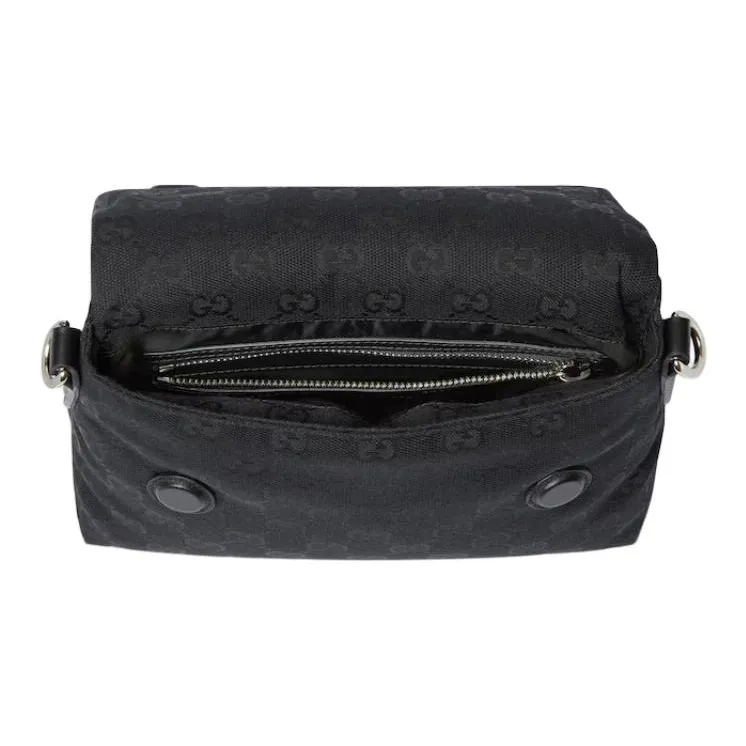 GUCCI Canvas Shoulder Bag Crossbody Bag Handbag Small Size Unisex Black-4