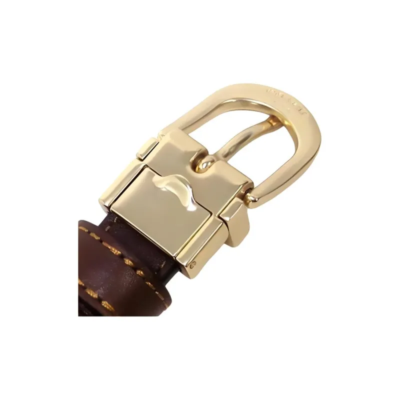 COACH Calfskin Leather Belts Women's Brown Width 1.8cm-4