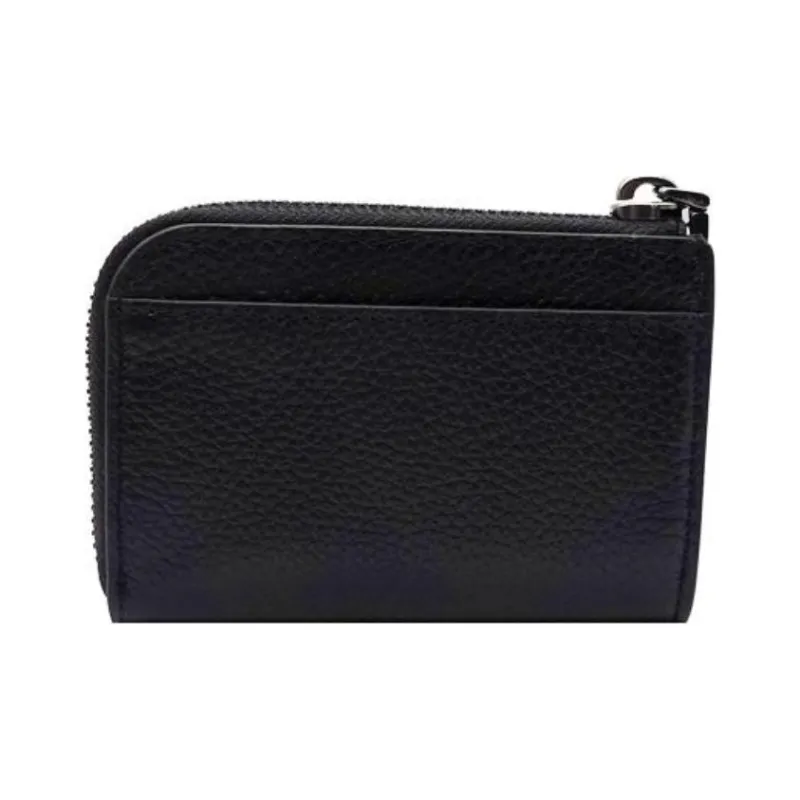 COACH Pebbled Leather Key Pouch Mini Men's Black-3