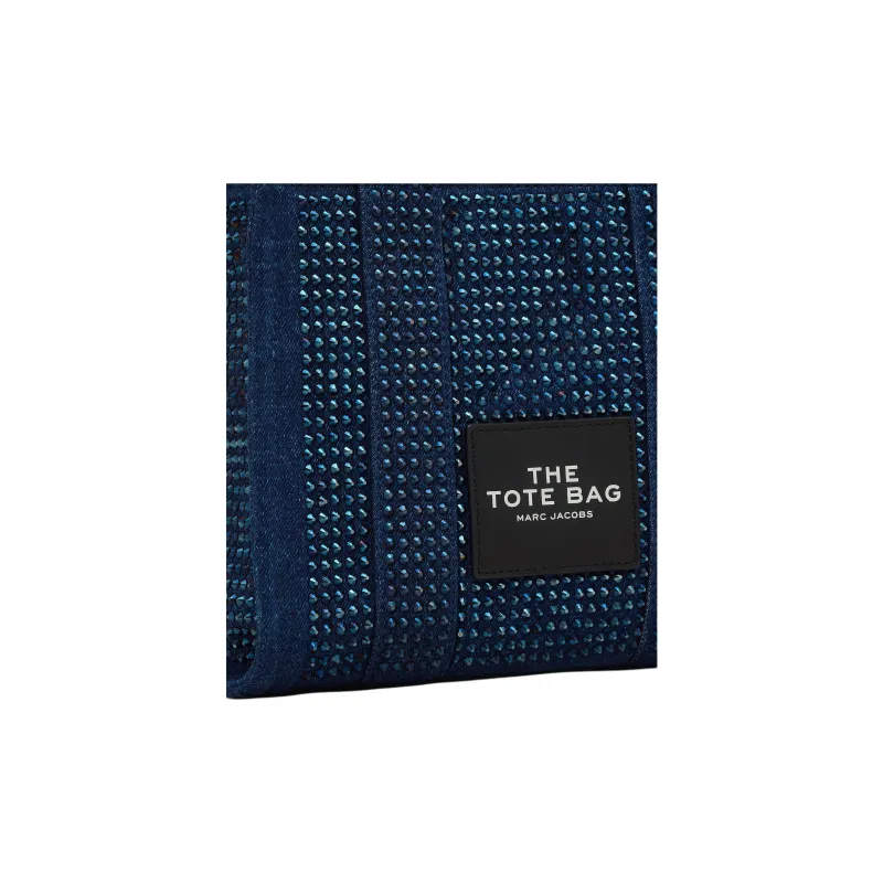 MARC JACOBS The Small Tote Denim Crystal Dark Wash Blue-5