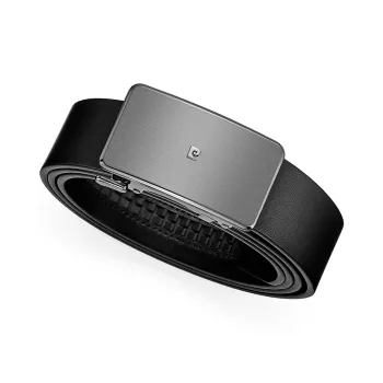 PIERRE CARDIN Seamless Top Grain Cow Leather Strap Leather Belts Men's Black 3.45CM