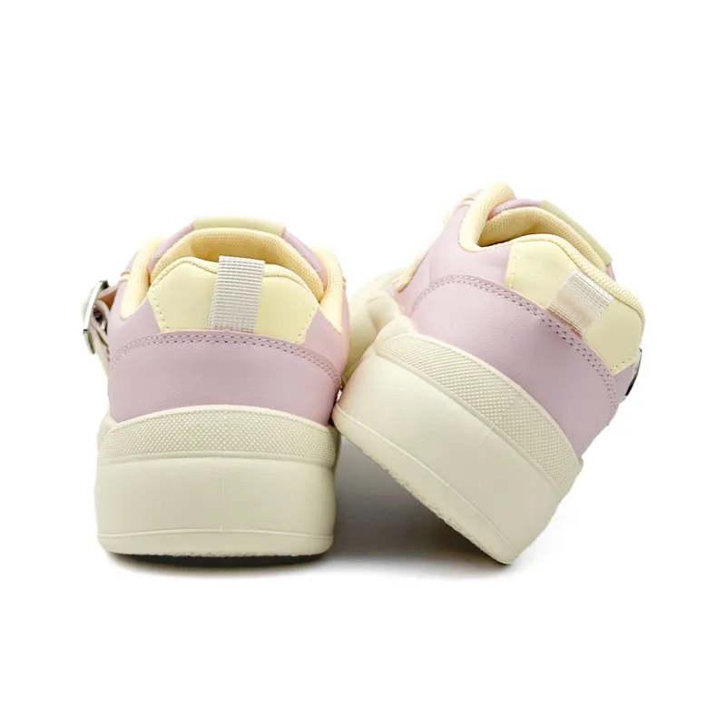 Mengsai Abrasion Resistant Slip Resistant Low Top Casual Shoes Women's Yellow Pink-4