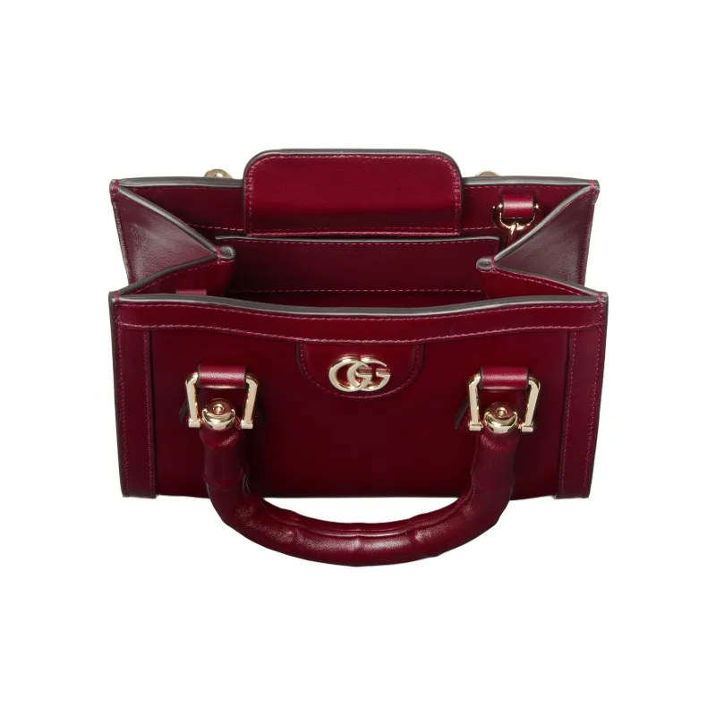 GUCCI Diana Soft Leather Tote Bag Shopping Bag Shoulder Bag Crossbody Bag Handbag Mini Women's Deep Red-4