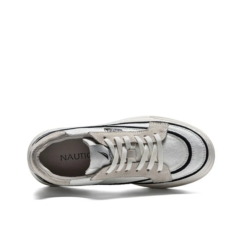 NAUTICA Anti-Slip Wear-Resistant Breathable Lightweight Height Increasing Low-Top Canvas Shoes Women's White-3