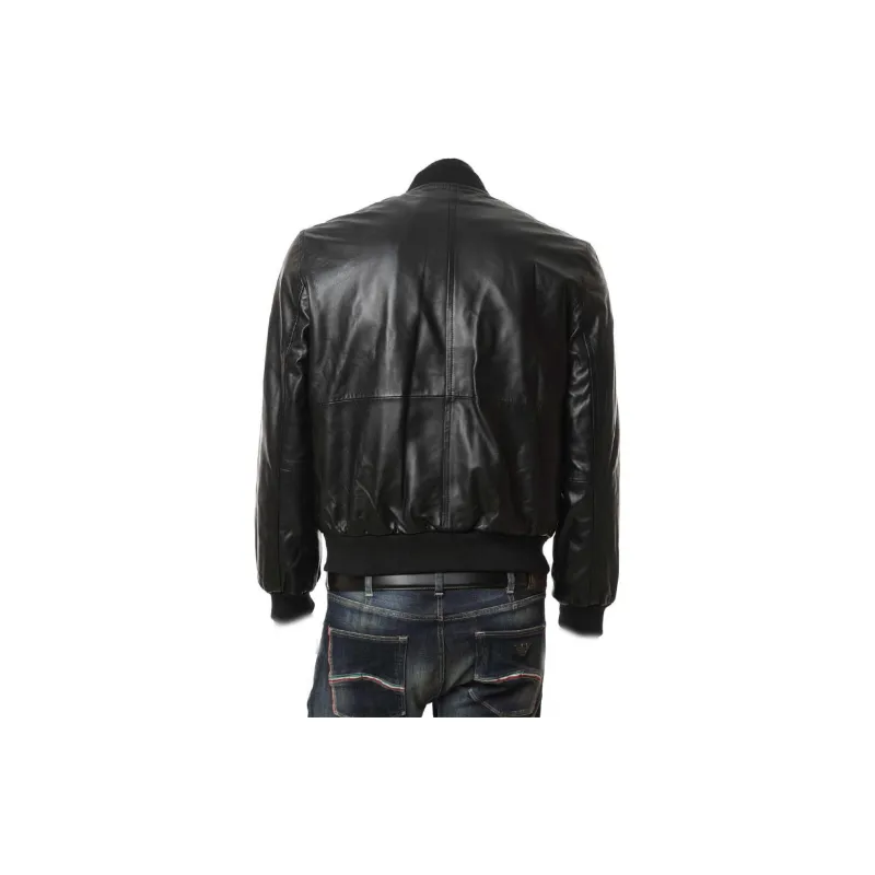Iceberg Leather Jacket Men's Black-1