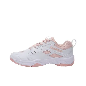 KUMPOO Cushioning Breathable Support Low Top Badminton Shoes Unisex White Pink