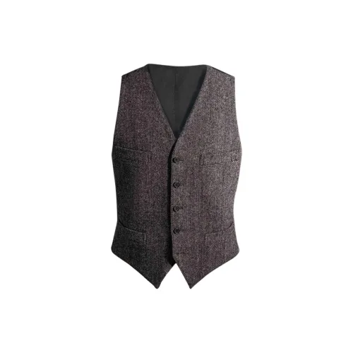 CULTUM Vest Men's Gray Blue Herringbone
