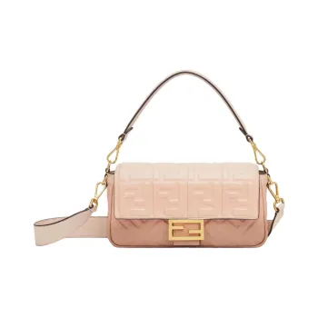 FENDI Baguette Calfskin Shoulder Bag, Crossbody Bag Medium Size Women's Pink