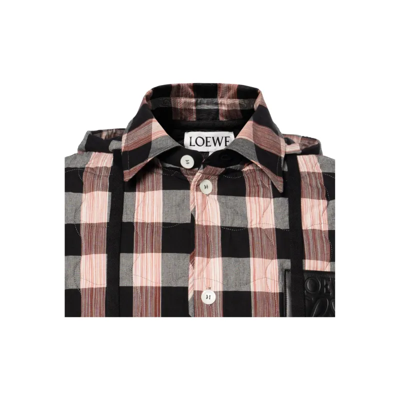 LOEWE Quilted Check Hooded Shirt-6