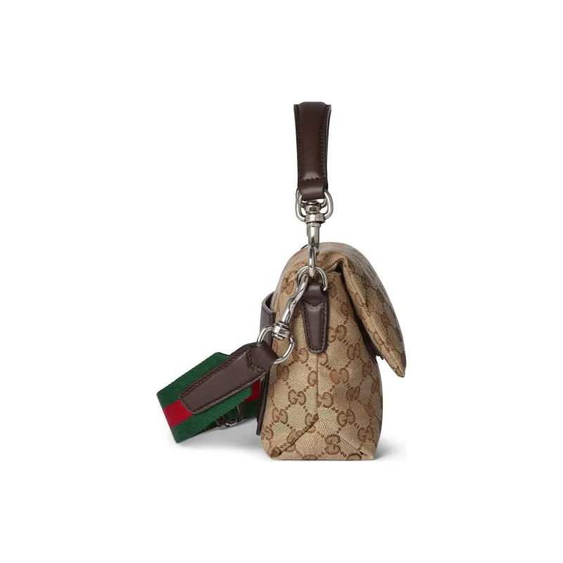 GUCCI Canvas Canvas Bag Shoulder Bag Crossbody Bag Handbag Small Size Men's Beige & Dark Brown-3
